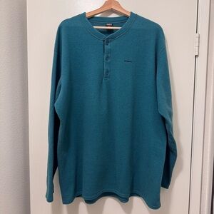 Patagonia Vintage Capilene Fleece Henley Shirt Size XXL - Turquoise Blue Color